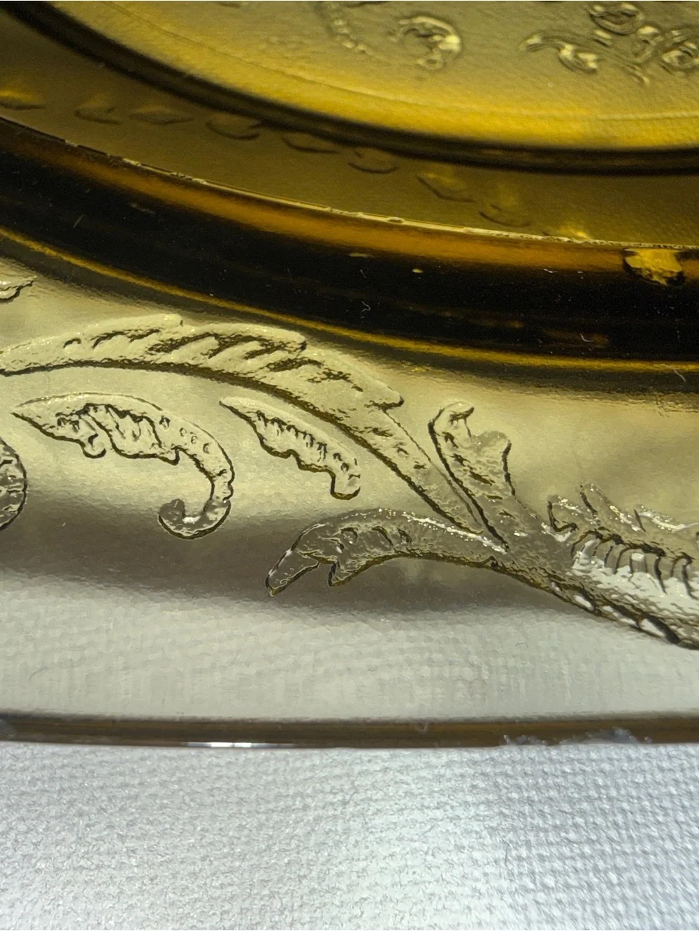 Vintage Amber Depression Glass Dinner Plates Set of 2 Square Scroll